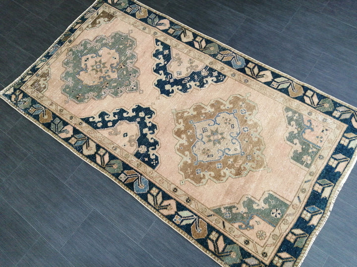 Beige Turkish Runner Rug 3' 4" x 6' Hand-Knotted | No. WR65433