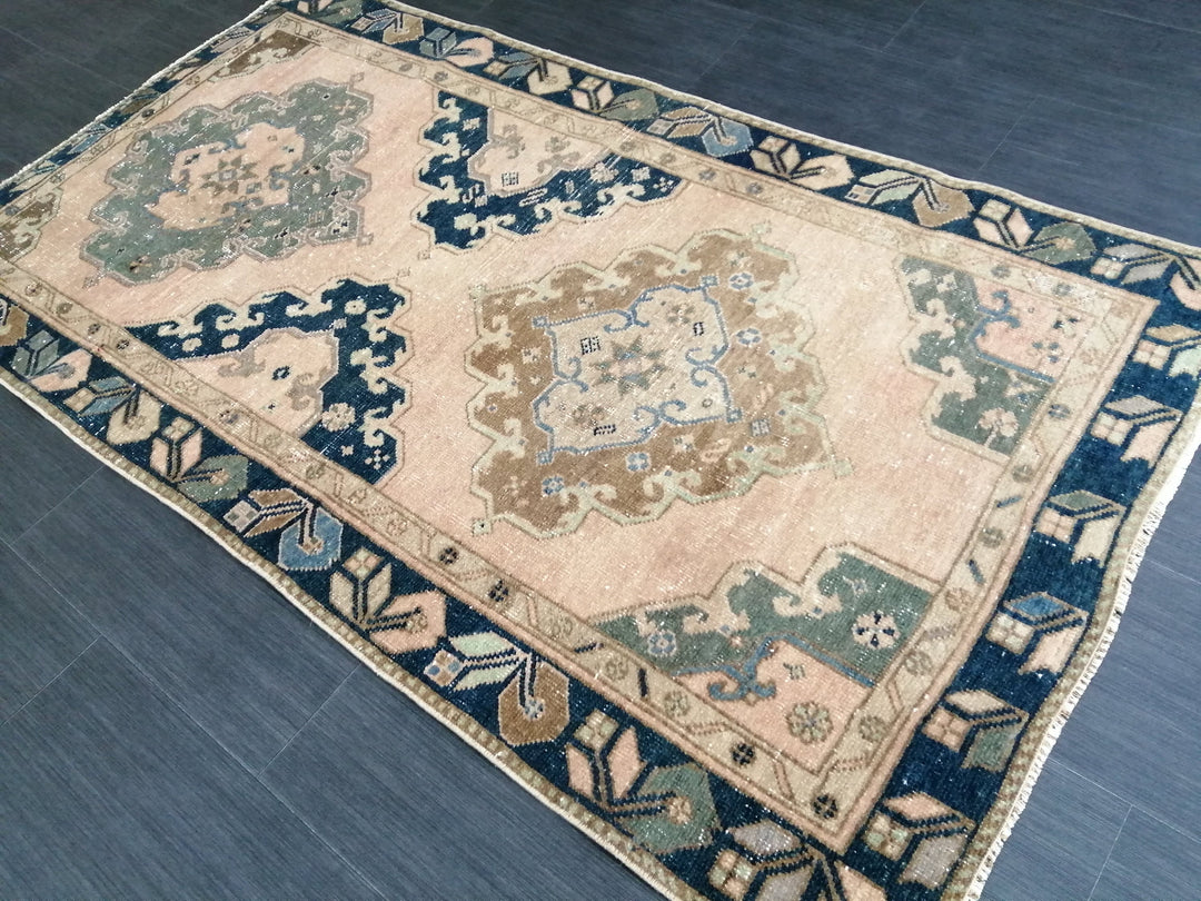 Beige Turkish Runner Rug 3' 4" x 6' Hand-Knotted | No. WR65433
