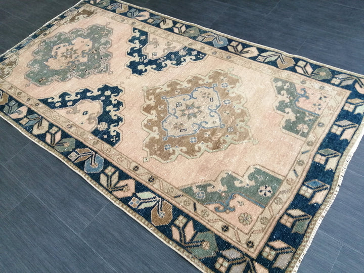Beige Turkish Runner Rug 3' 4" x 6' Hand-Knotted | No. WR65433