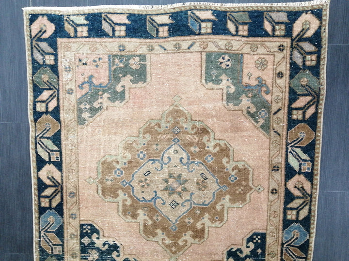 Beige Turkish Runner Rug 3' 4" x 6' Hand-Knotted | No. WR65433