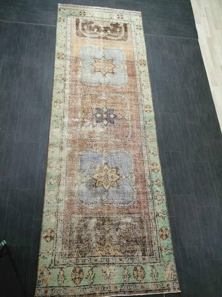 Beige Turkish Runner Rug 4' x 11' 8" Hand-Knotted | No. WR66789