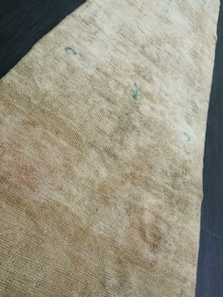 Tan Turkish Runner Rug 2' 4" x 12' 4" Hand-Knotted border