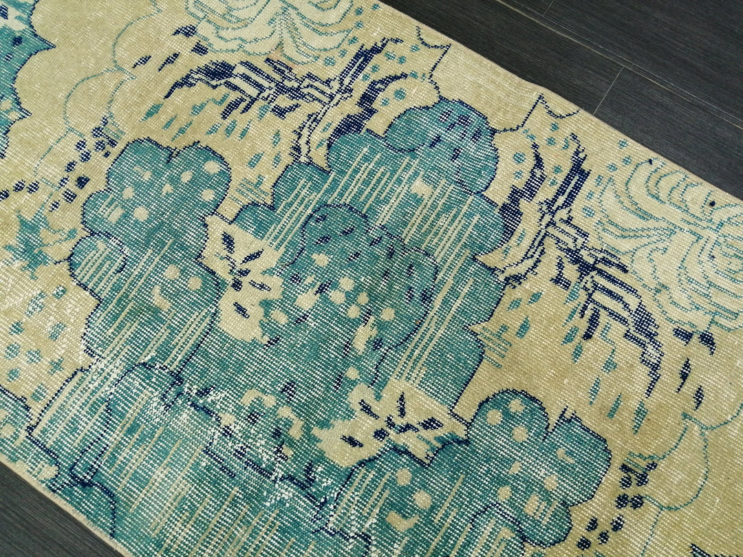 Blue Turkish Runner Rug 2' 6" x 10' 7" Hand-Knotted | No. WR94702