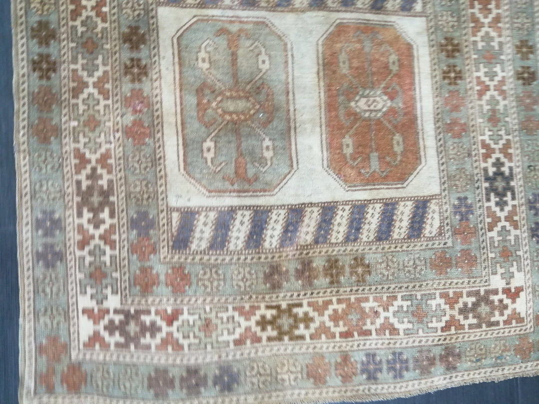 Beige Turkish Runner Rug 3' 11" x 7' 3" Hand-Knotted field
