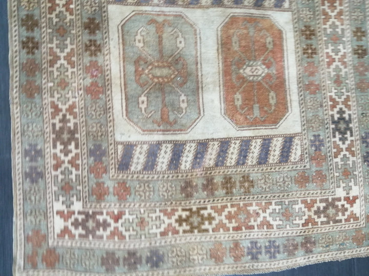 Beige Turkish Runner Rug 3' 11" x 7' 3" Hand-Knotted field