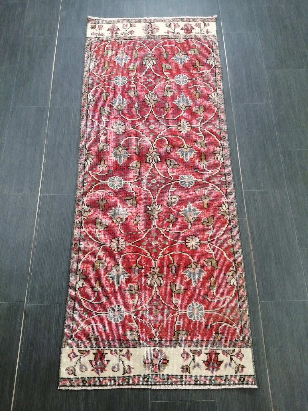 Beige Turkish Runner Rug 2' 6" x 6' 4" Hand-Knotted pattern