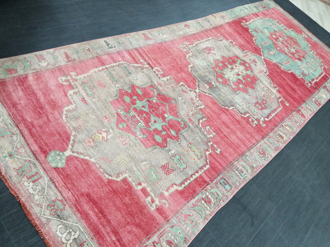 Tan Turkish Runner Rug 4' 11" x 12' 6" Hand-Knotted