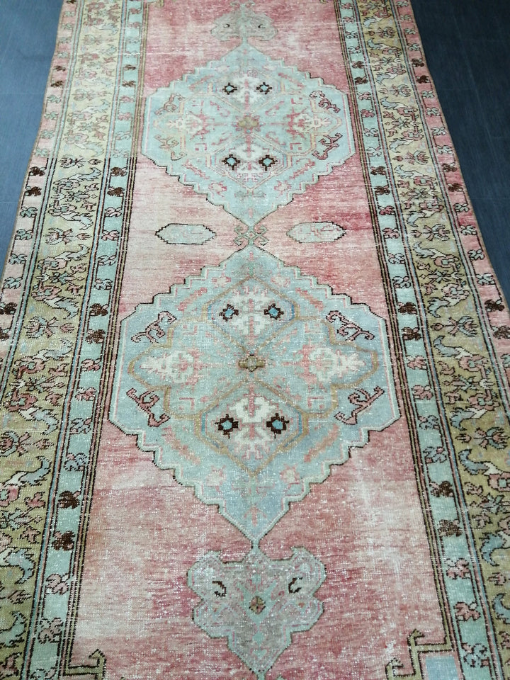 Turkish Runner Rug 4' 6" x 11' 11" Hand-Knotted pattern