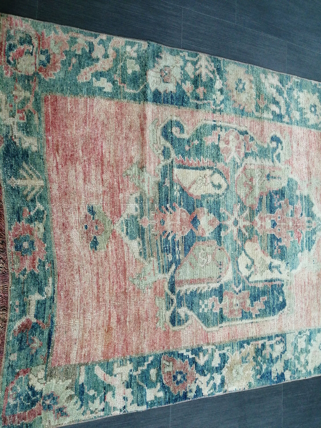 Pink Turkish Runner Rug 4' 2" x 11' 8" Hand-Knotted | No. WR34397