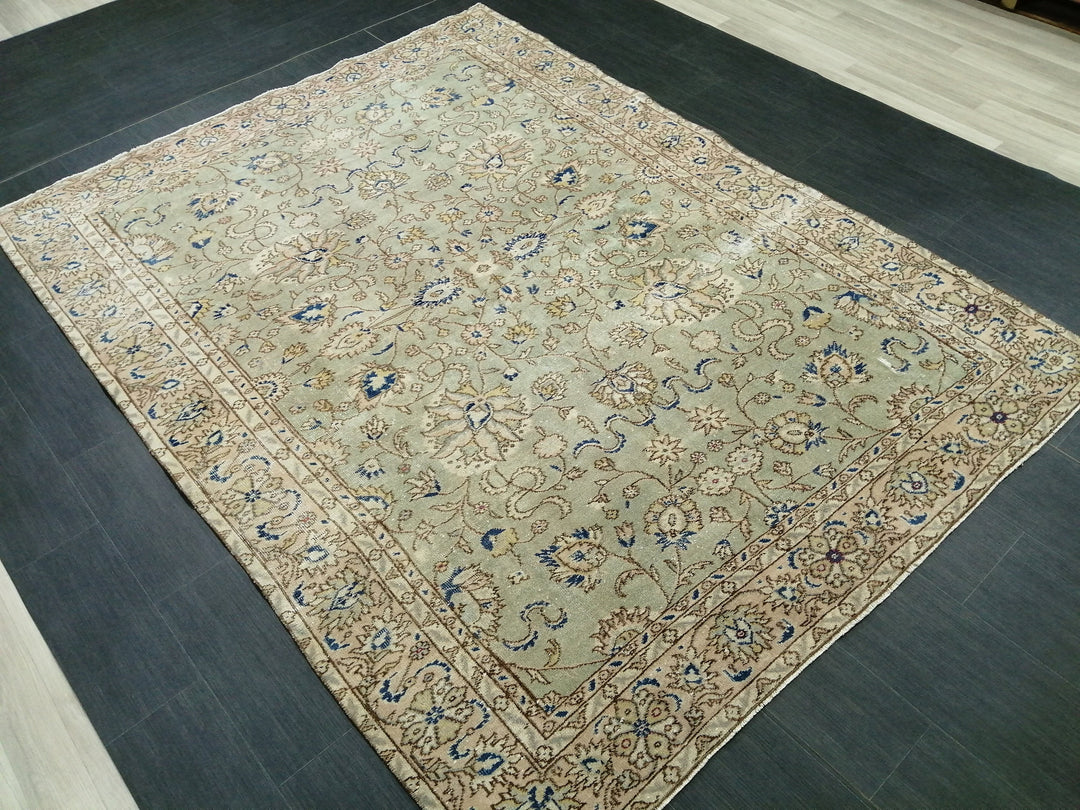 Blue Turkish Oushak Rug 6' 4" x 8' 5" Hand-Knotted | No. WR24663