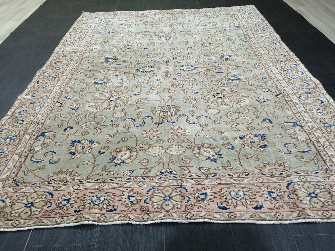Blue Turkish Oushak Rug 6' 4" x 8' 5" Hand-Knotted | No. WR24663