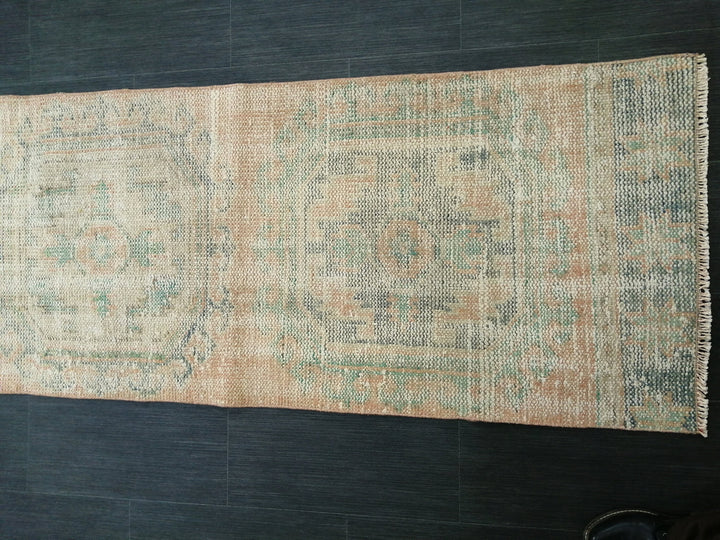 Beige Turkish Runner Rug 2' 2" x 11' 11" Hand-Knotted view