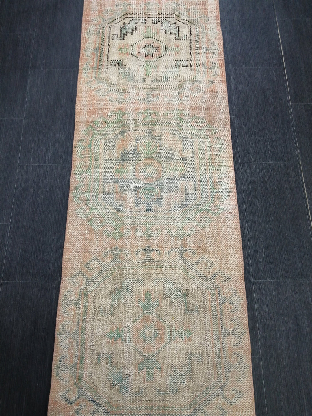 Beige Turkish Runner Rug 2' 2" x 11' 11" Hand-Knotted pattern
