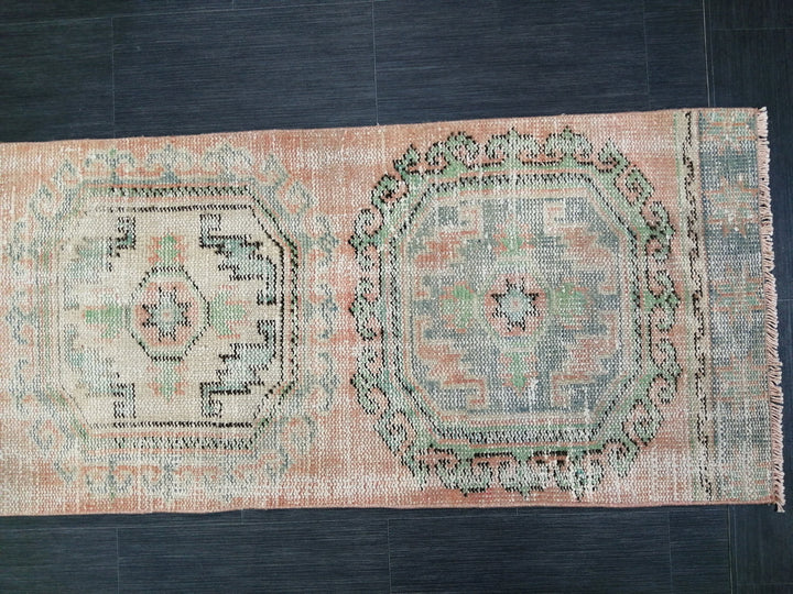 Beige Turkish Runner Rug 2' 2" x 11' 11" Hand-Knotted field