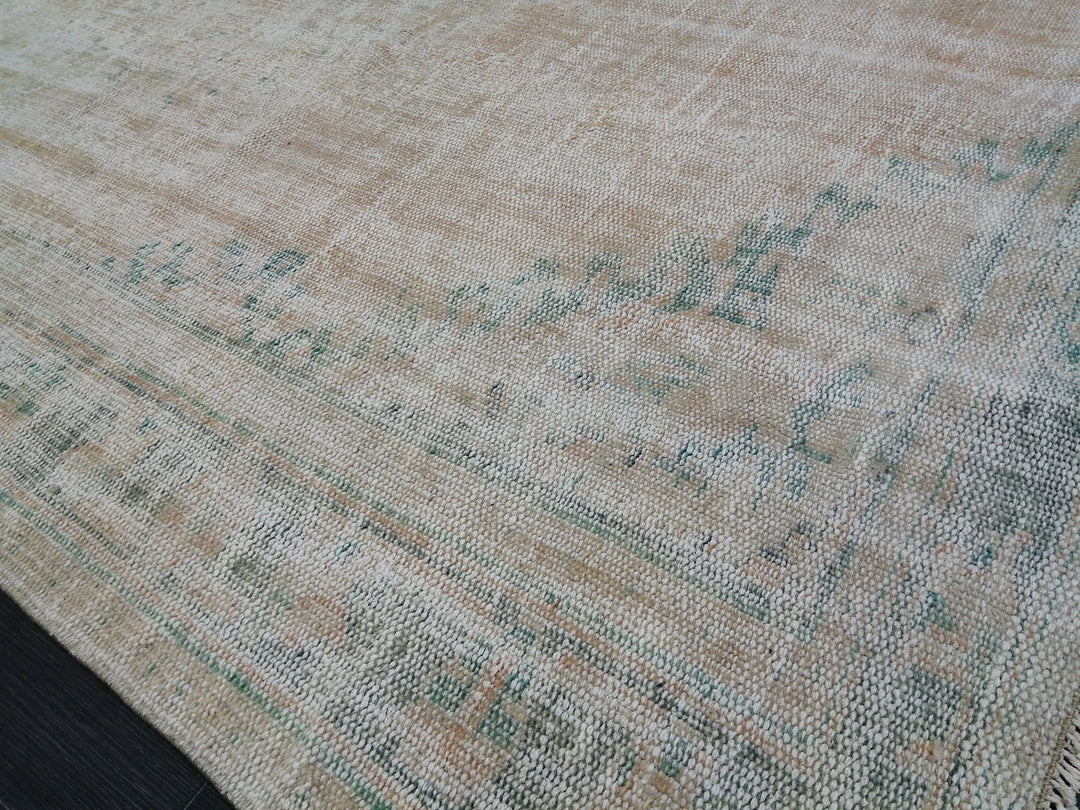 Rust Turkish Oushak Rug 6' x 10' 4" Hand-Knotted reverse