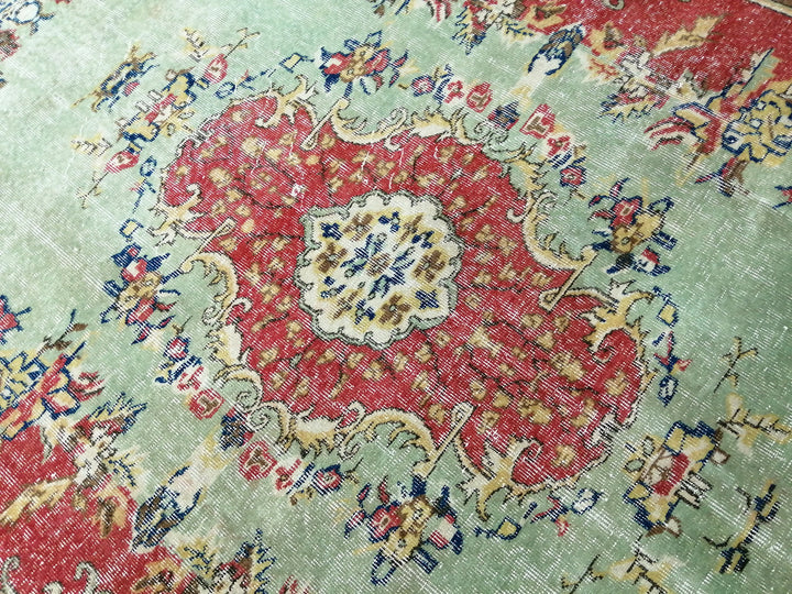 Red Turkish Runner Rug 6' 8" x 9' 6" Hand-Knotted view