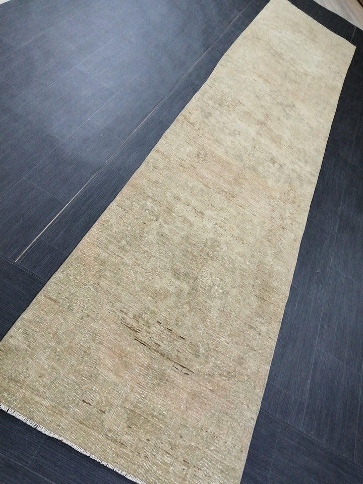 Tan Turkish Runner Rug 2' 11" x 13' 1" Hand-Knotted view