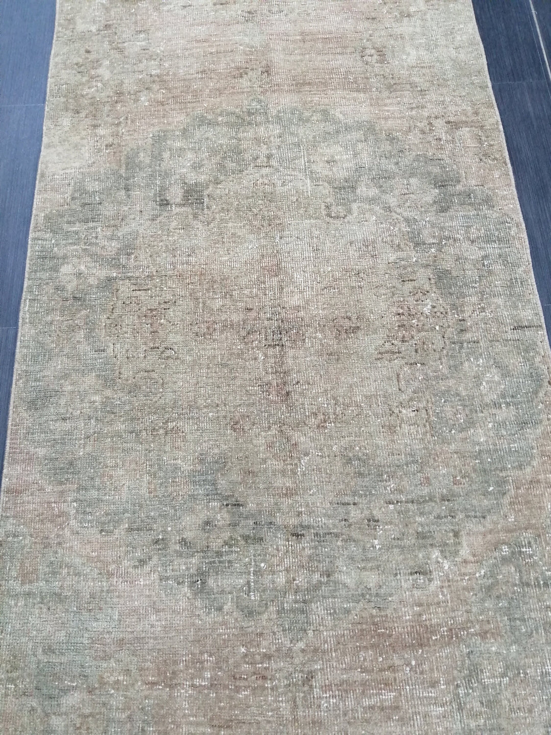 Tan Turkish Runner Rug 2' 11" x 13' 1" Hand-Knotted pattern