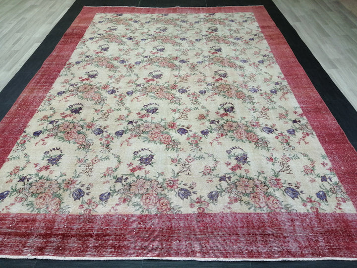 Beige Turkish Runner Rug 8' 2" x 11' 7" Hand-Knotted view