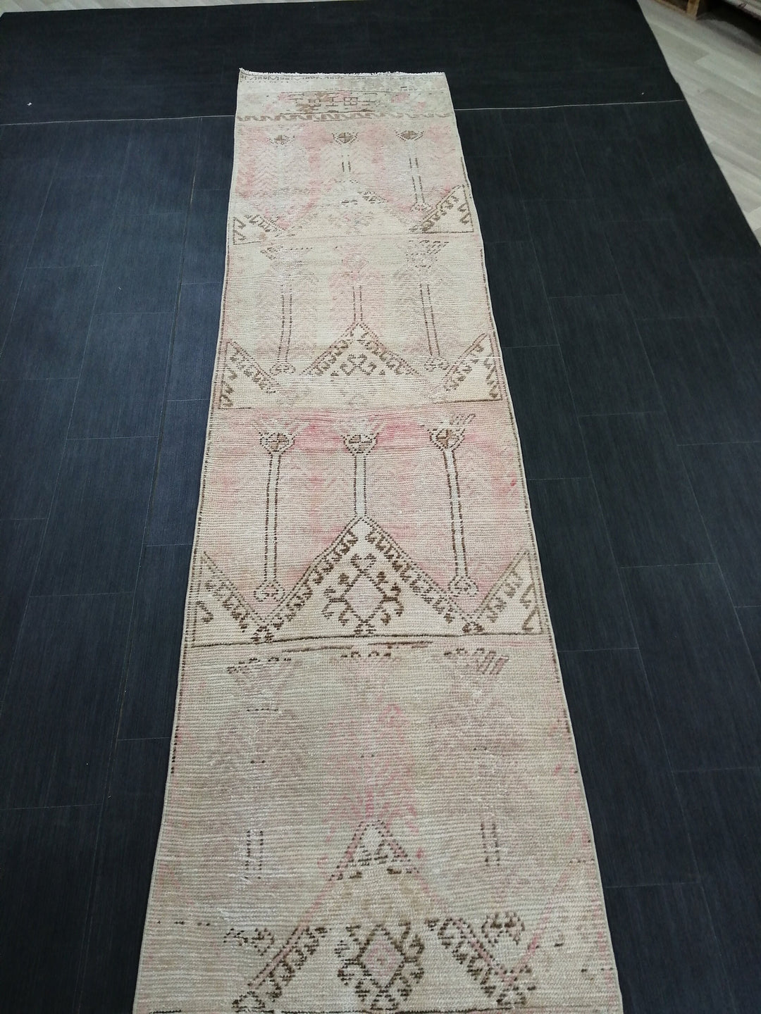 Beige Turkish Runner Rug 2' 10" x 10' 11" Hand-Knotted detail