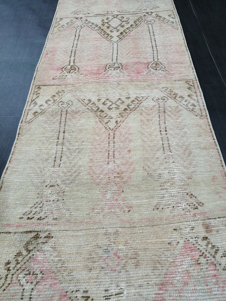Beige Turkish Runner Rug 2' 10" x 10' 11" Hand-Knotted view 9