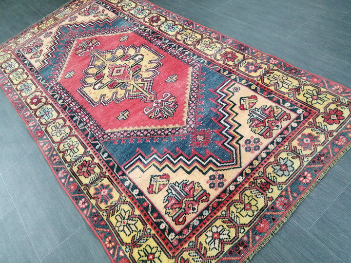 Rust Turkish Runner Rug 3' 7" x 6' 10" Hand-Knotted texture