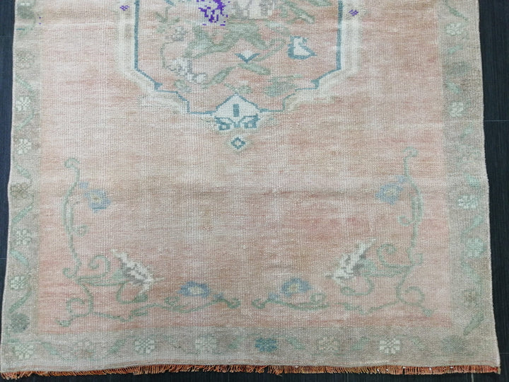Beige Turkish Runner Rug 3' 5" x 5' Hand-Knotted close-up