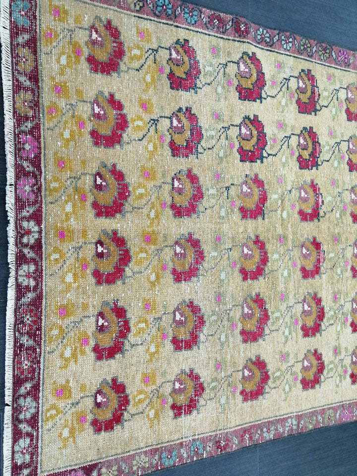 Rust Turkish Runner Rug 4' 3" x 9' 1" Hand-Knotted pattern