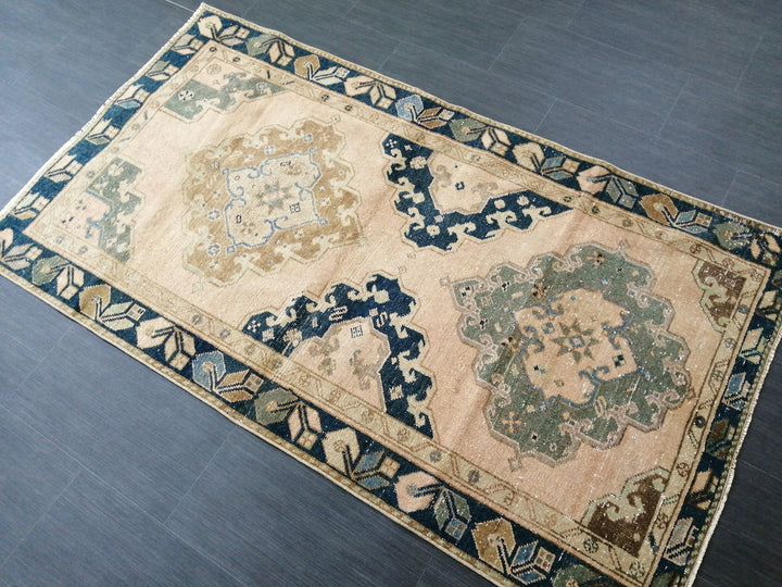 Beige Turkish Runner Rug 3' 4" x 6' Hand-Knotted | No. WR65433
