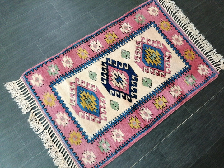 Pink Turkish Runner Rug 2' 11" x 4' 4" Hand-Knotted