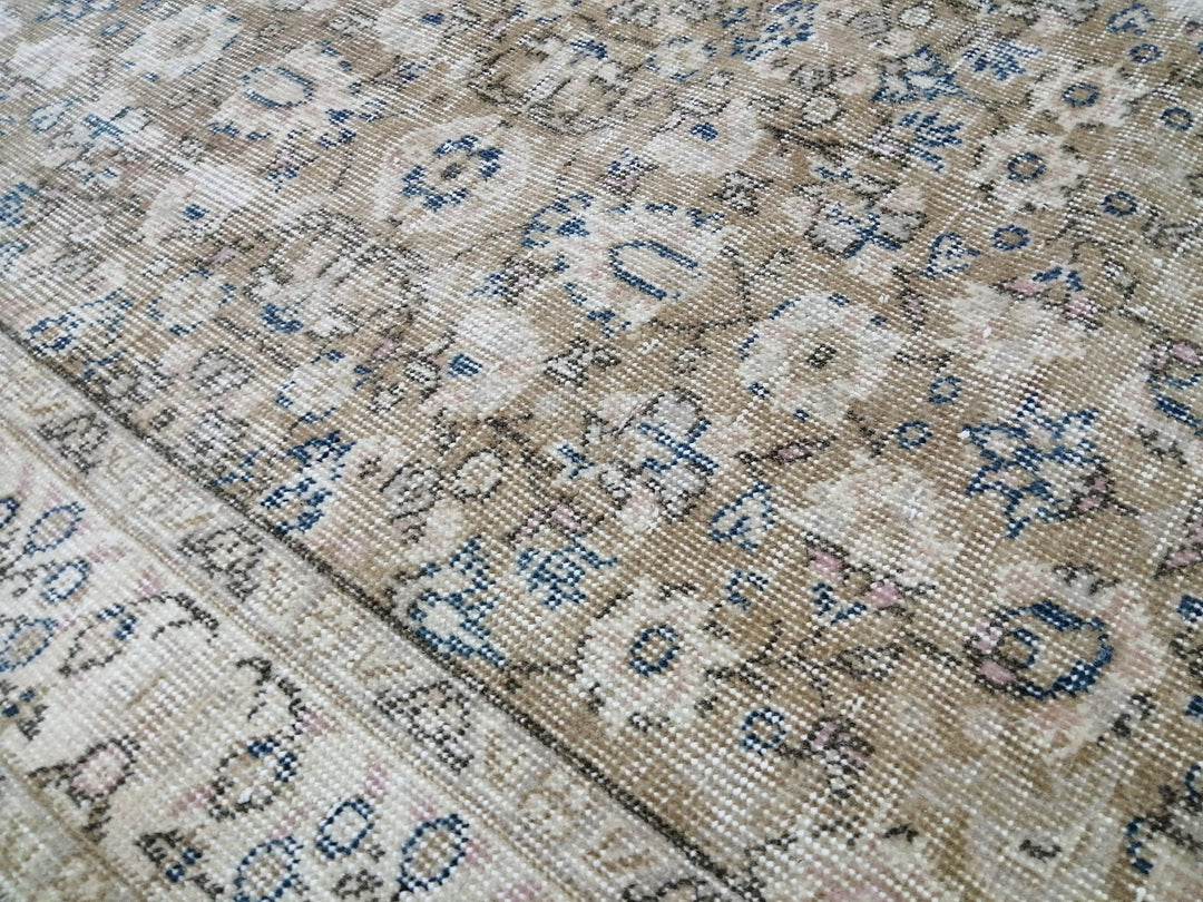 Tan Turkish Oushak Rug 3' 10" x 6' 11" Hand-Knotted pattern