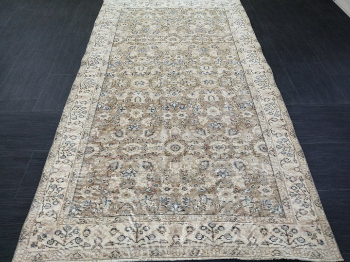 Tan Turkish Oushak Rug 3' 10" x 6' 11" Hand-Knotted reverse