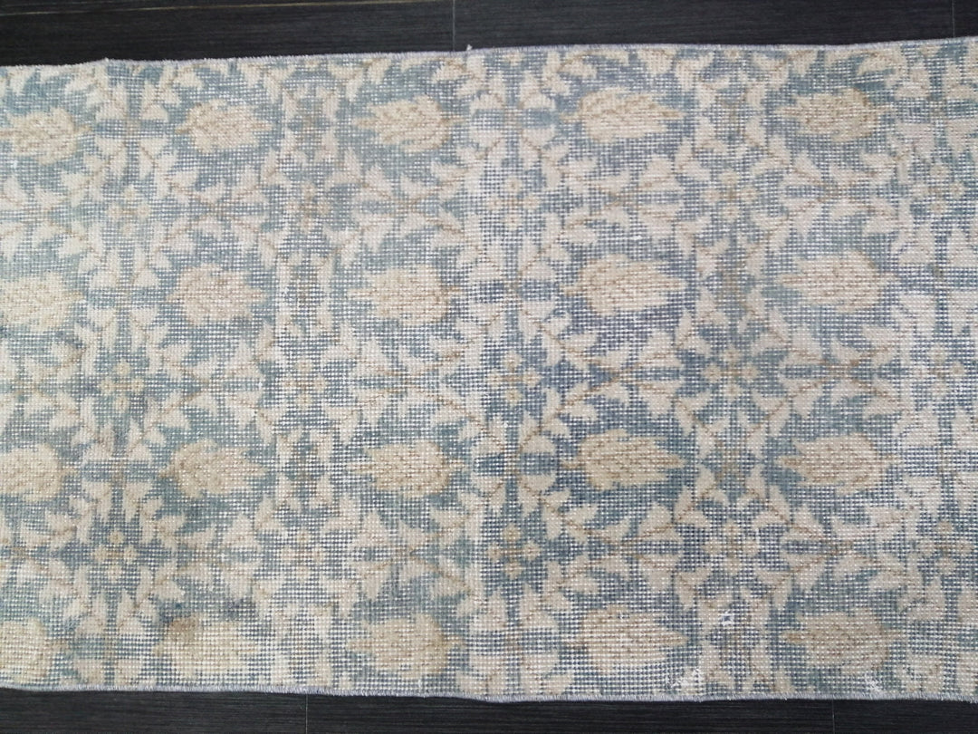 Tan Turkish Runner Rug 2' 1" x 10' 4" Hand-Knotted reverse