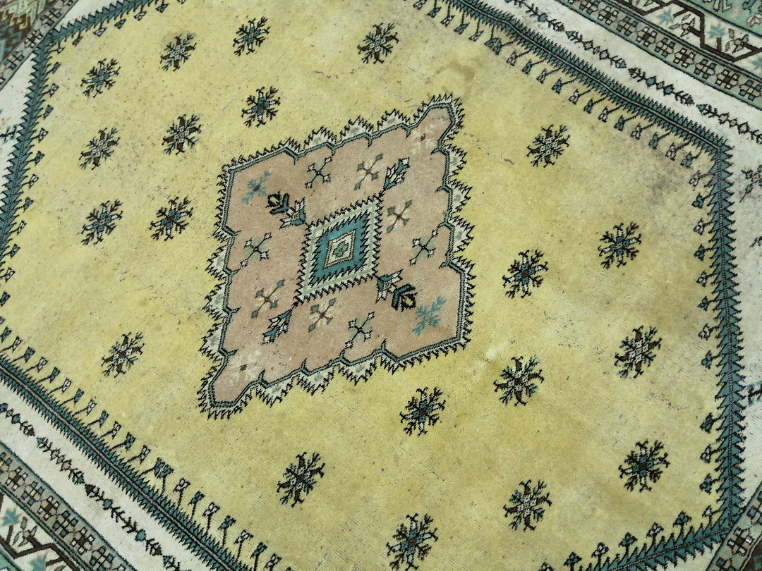 Green Turkish Runner Rug 7' 3" x 8' 8" Hand-Knotted | No. WR16743