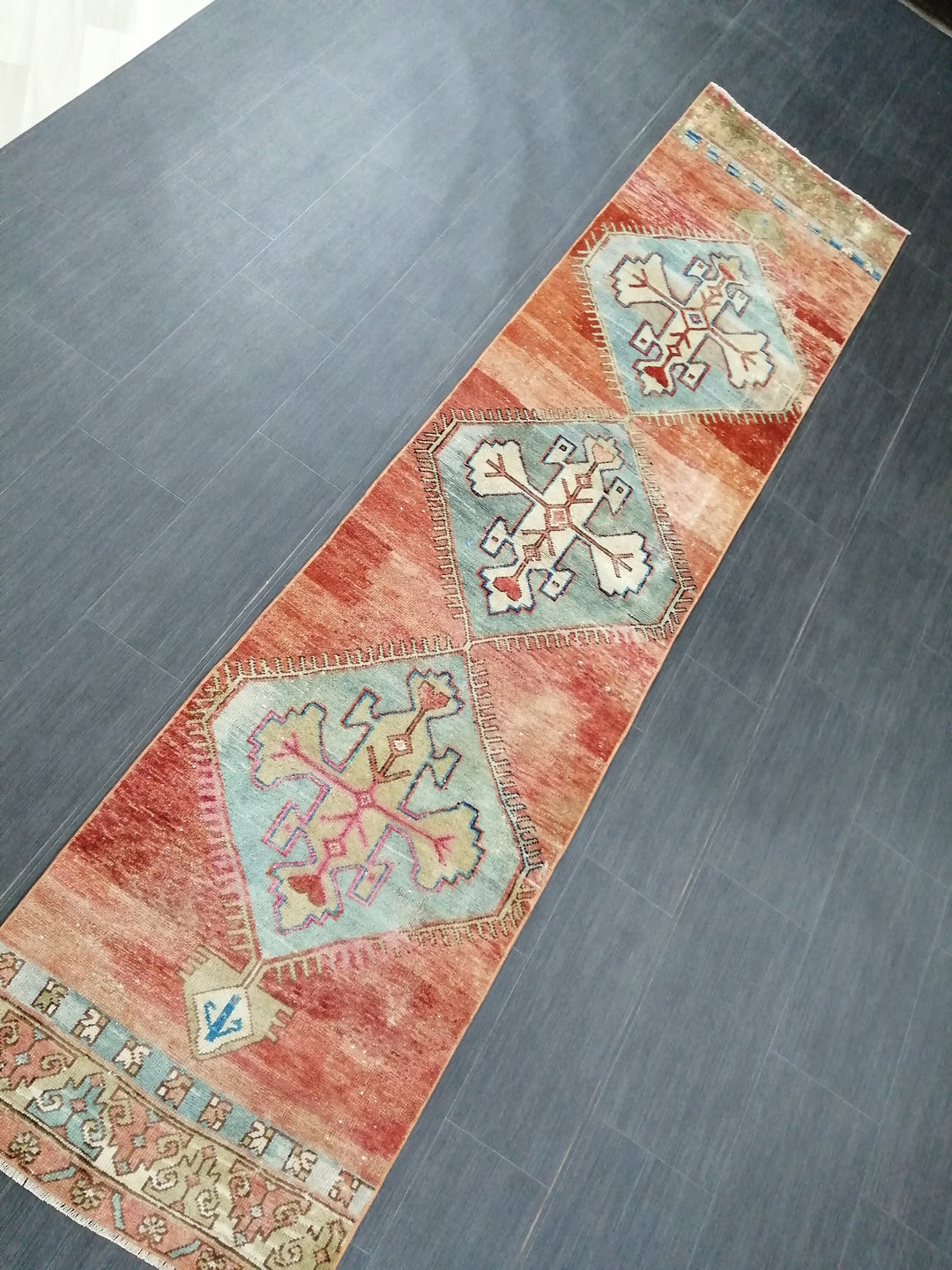 Turkish Runner Rug 2' 3" x 9' 8" Hand-Knotted
