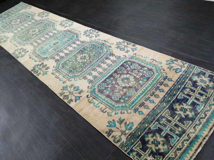 Blue Turkish Runner Rug 2' 10" x 11' 10" Hand-Knotted | No. WR41817
