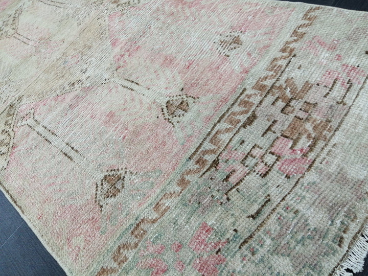 Beige Turkish Runner Rug 2' 10" x 10' 11" Hand-Knotted reverse