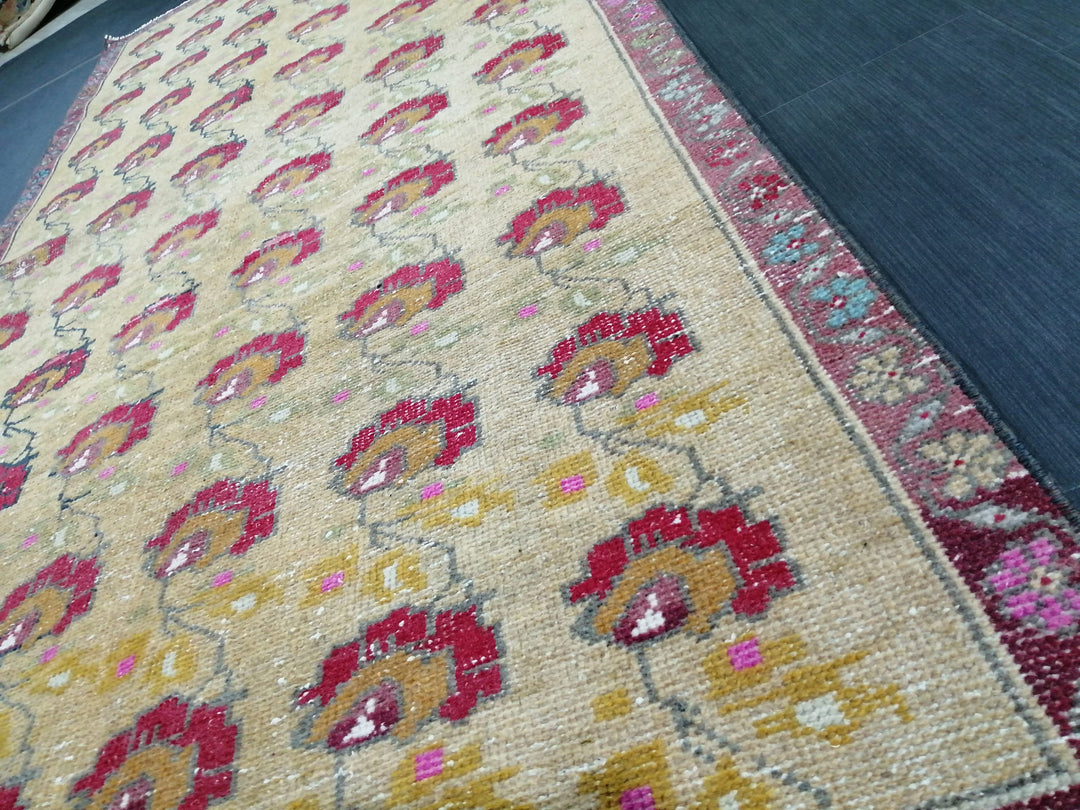 Rust Turkish Runner Rug 4' 3" x 9' 1" Hand-Knotted texture