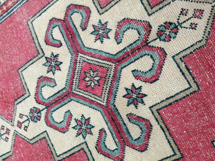 Tan Turkish Oushak Rug 4' 6" x 8' 8" Hand-Knotted reverse