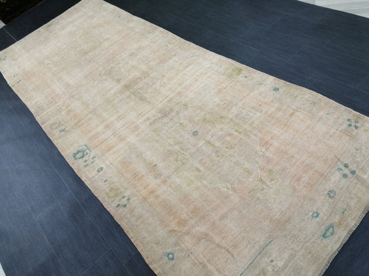 Beige Turkish Runner Rug 4' 8" x 11' 6" Hand-Knotted