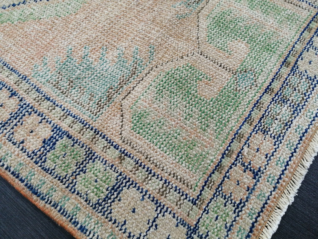 Rust Turkish Runner Rug 2' 6" x 4' 9" Hand-Knotted close-up