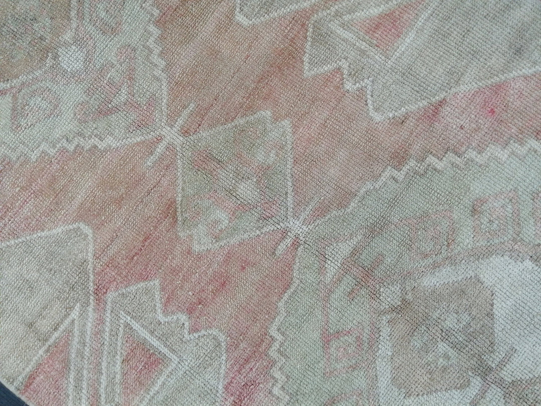 Beige Turkish Runner Rug 3' 4" x 11' 7" Hand-Knotted reverse