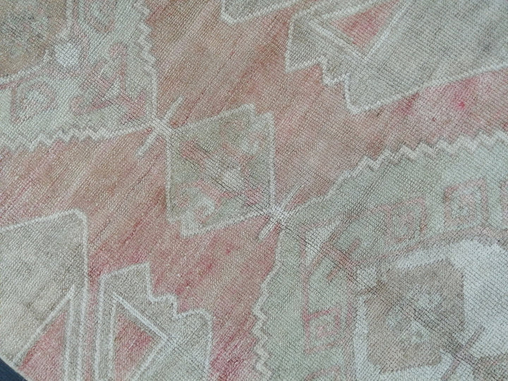 Beige Turkish Runner Rug 3' 4" x 11' 7" Hand-Knotted reverse