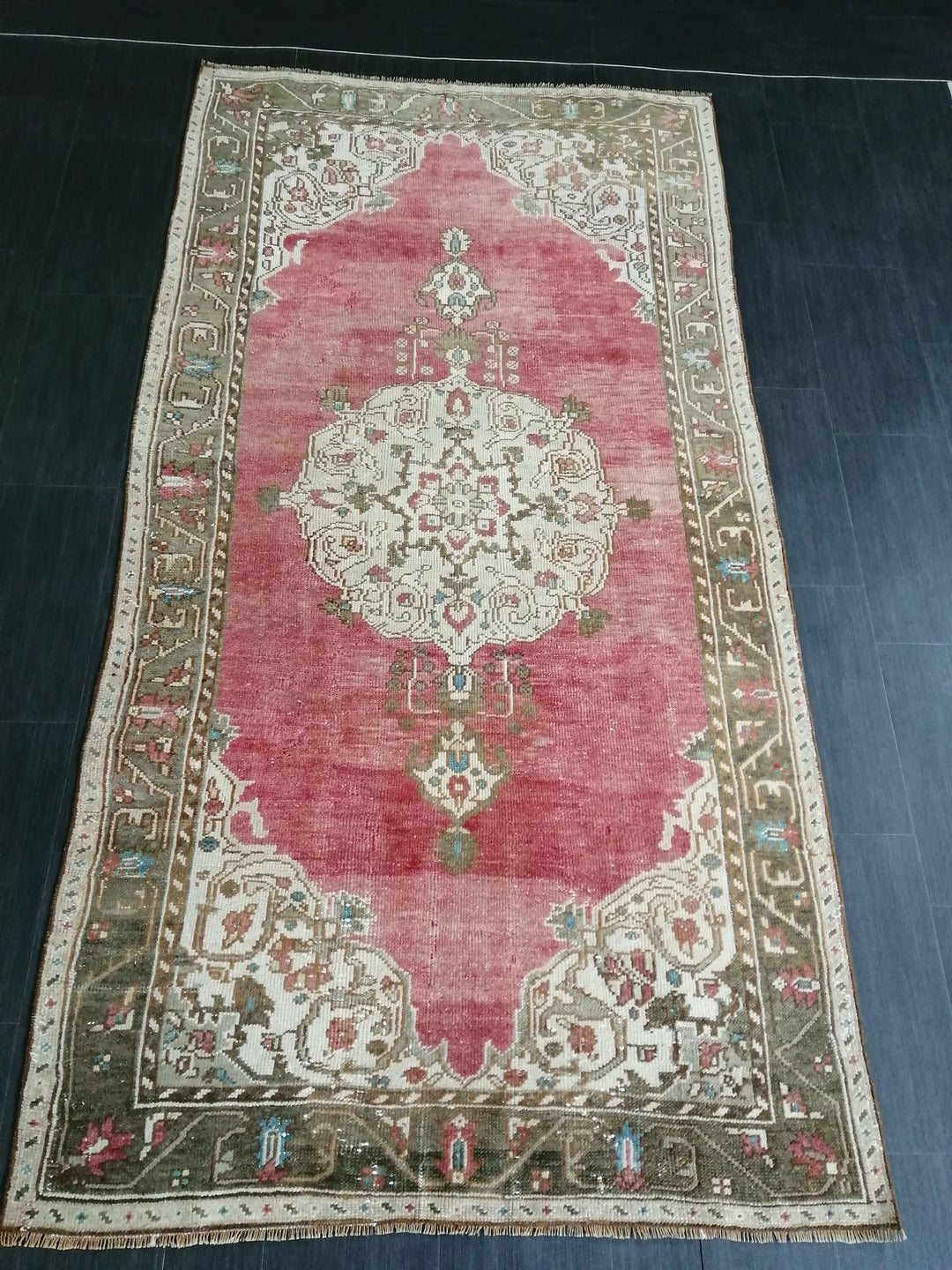 Beige Turkish Oushak Rug 4' 4" x 8' 5" Hand-Knotted view