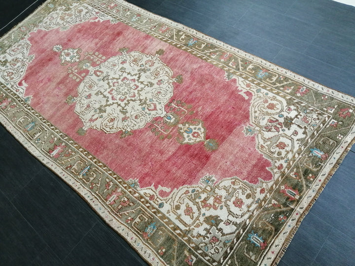 Beige Turkish Oushak Rug 4' 4" x 8' 5" Hand-Knotted