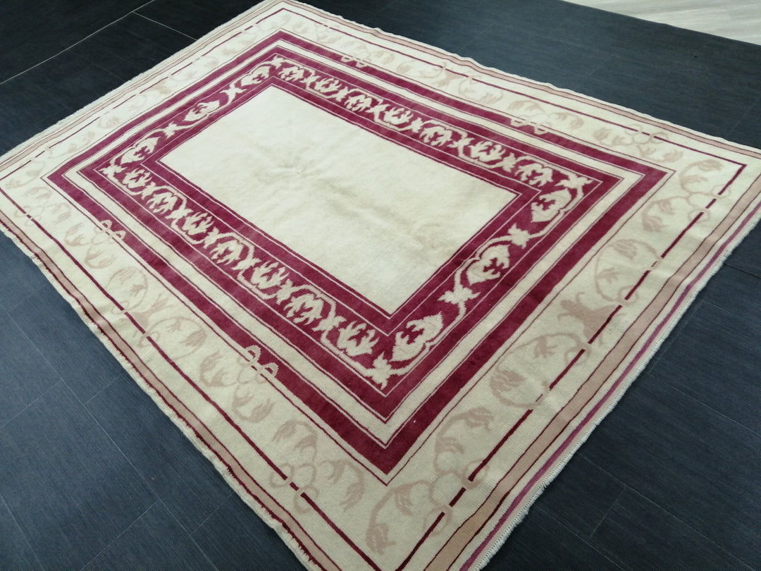Rust Turkish Oushak Rug 5' 3" x 7' 5" Hand-Knotted close-up