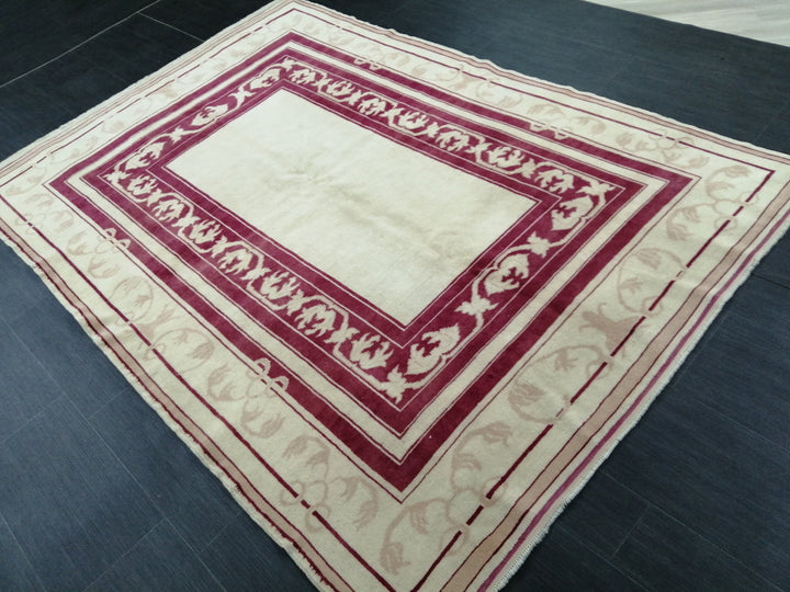 Rust Turkish Oushak Rug 5' 3" x 7' 5" Hand-Knotted close-up