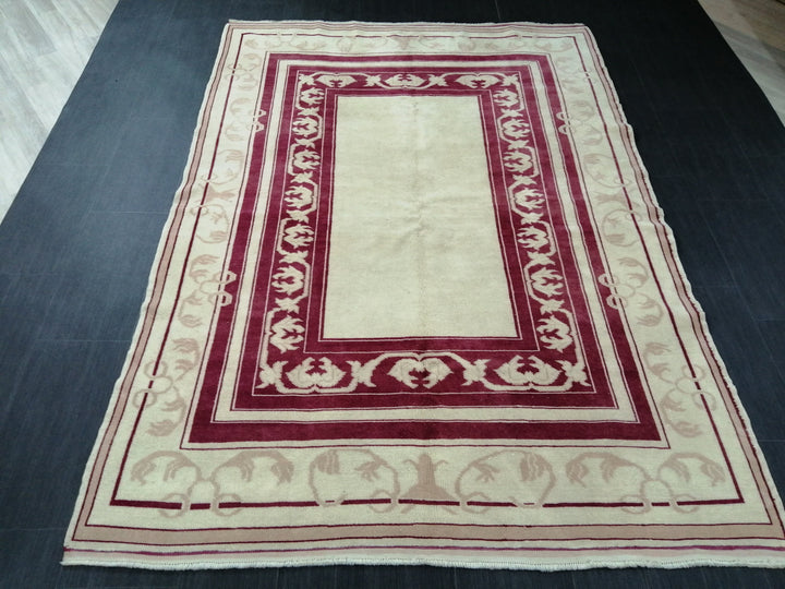 Rust Turkish Oushak Rug 5' 3" x 7' 5" Hand-Knotted detail