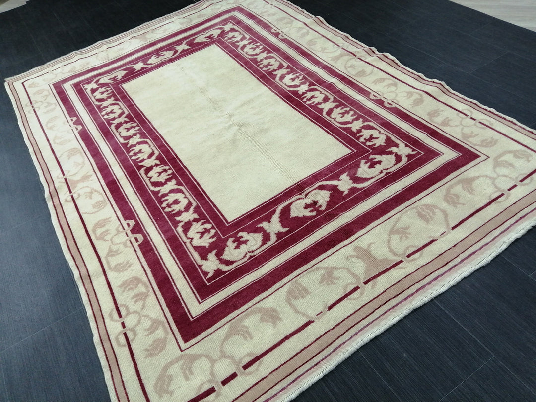 Rust Turkish Oushak Rug 5' 3" x 7' 5" Hand-Knotted field