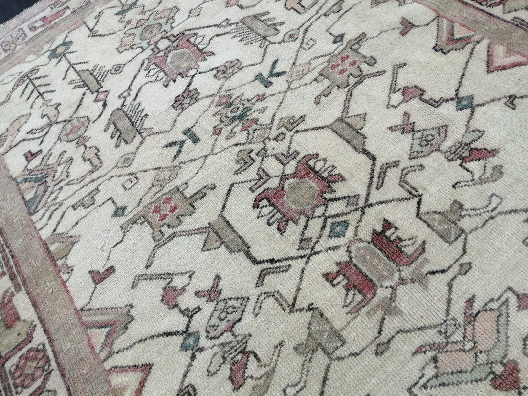 Turkish Runner Rug 4' x 5' 2" Hand-Knotted close-up
